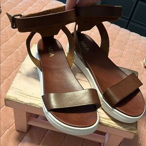 MIA Women's Tan Sandals with White Sole